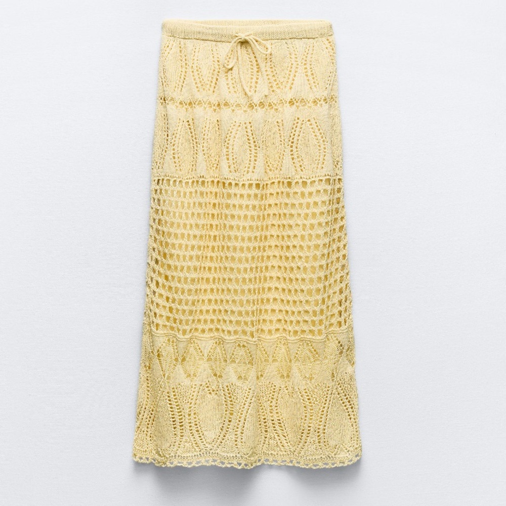 Butter Yellow Crochet Maxi Skirt